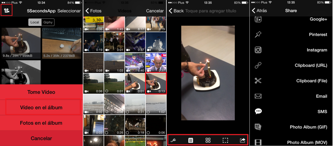 Crear gif desde un video en iPhone o iPad con 5s Gif