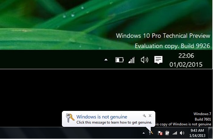 Elimina el mensaje de copia de no legal o preview en windows