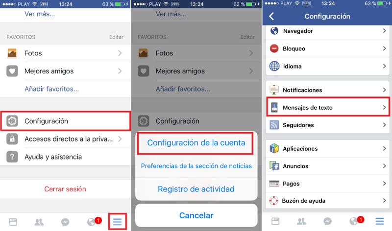 quitar numero de telefono de la app de Facebook Messenger en Android o iOS