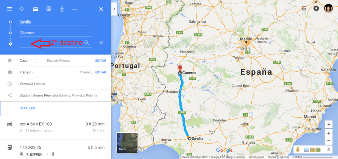 multiples destinos o paradas en una ruta de Google Maps