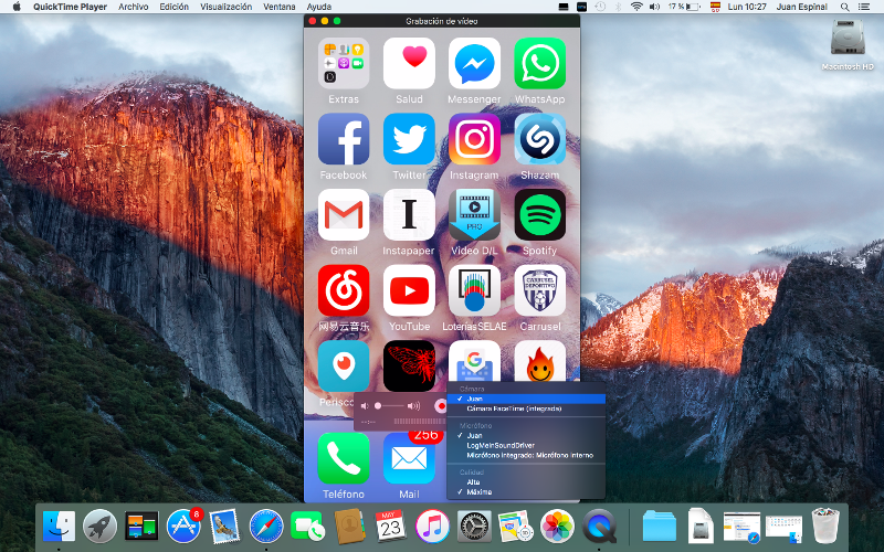 muestra y graba la pantalla de iPhone desde tu mac de Apple
