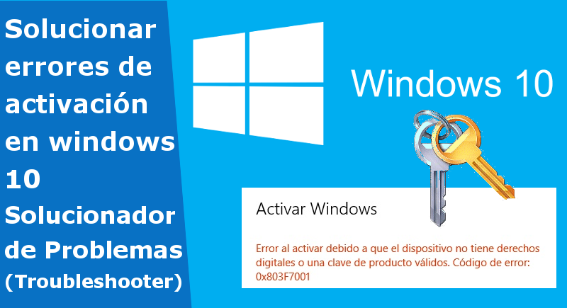 soluciona lo errores de activación de windows 10 con el solucionador de problemas Troubleshooter 