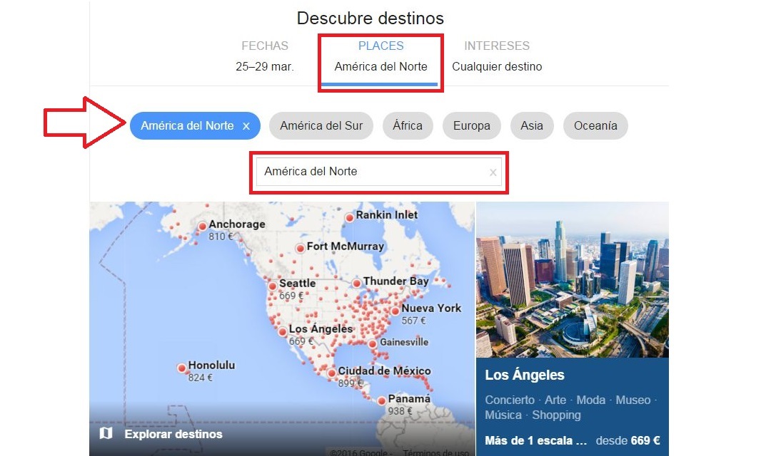 busqueda de vuelos utilizando el buscador Google Flight