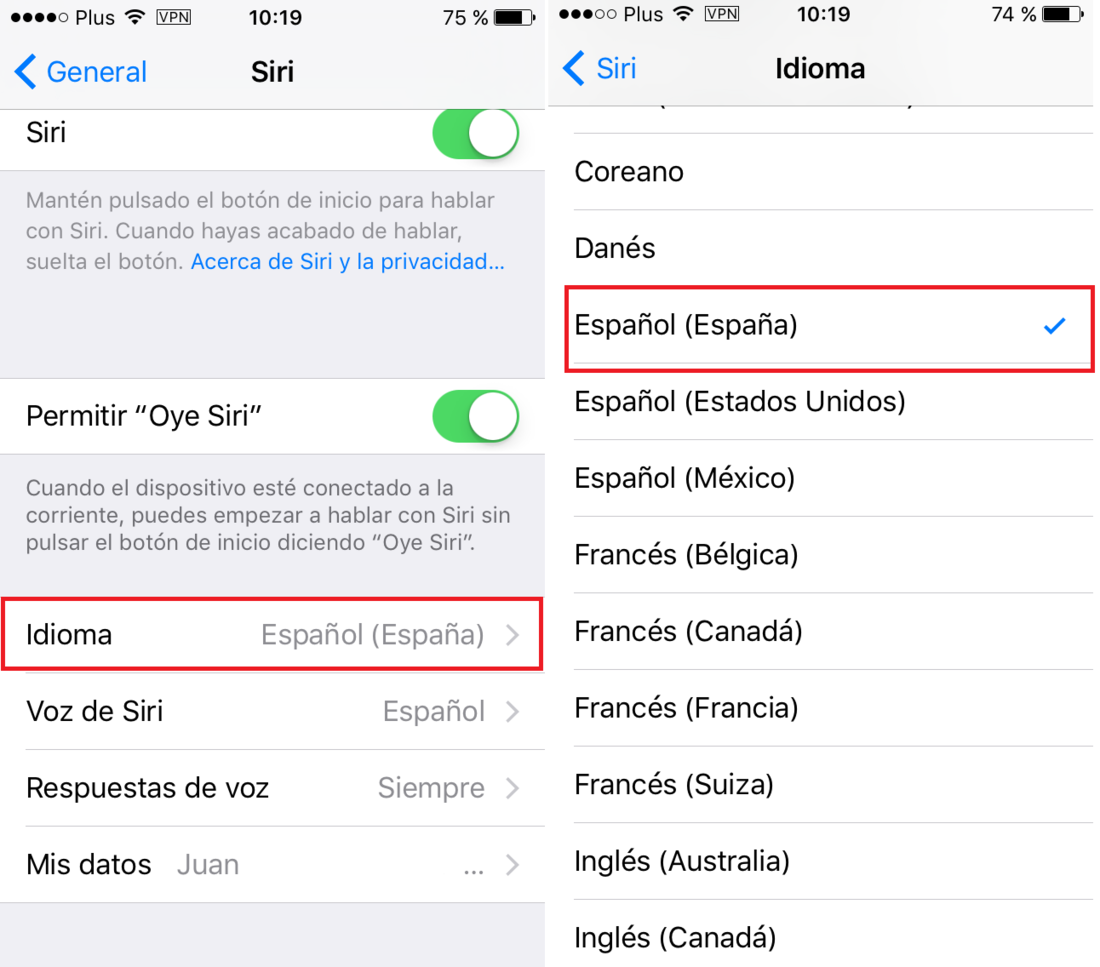 Como cambiar el idioma de Siri en iOS 9