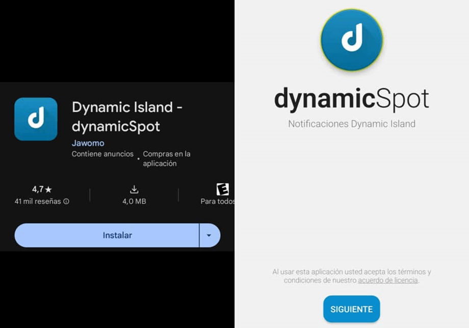 como instalar la isla dinamica de iPhone en Android