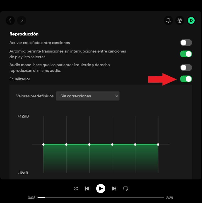 personalizar el ecualizador de spotify