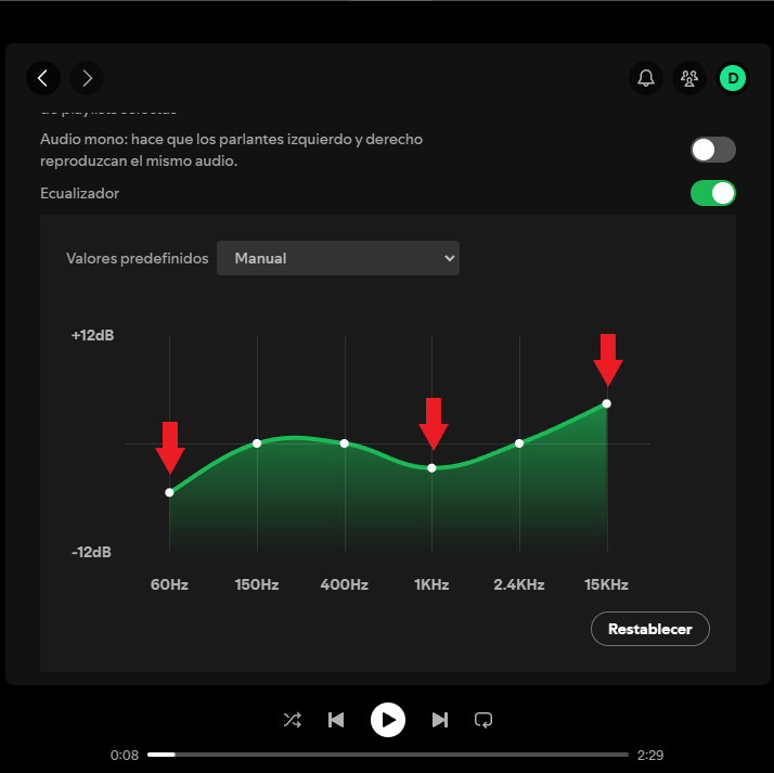 habilitar el ecualizador de spotify