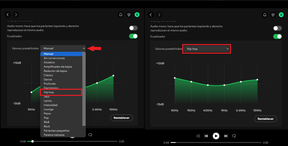 spotify con ecualizador