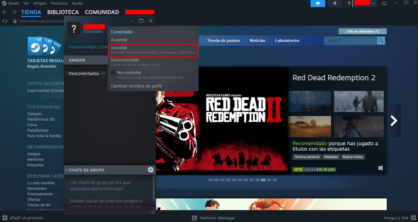 ocultar la actividad de tu perfil de steam