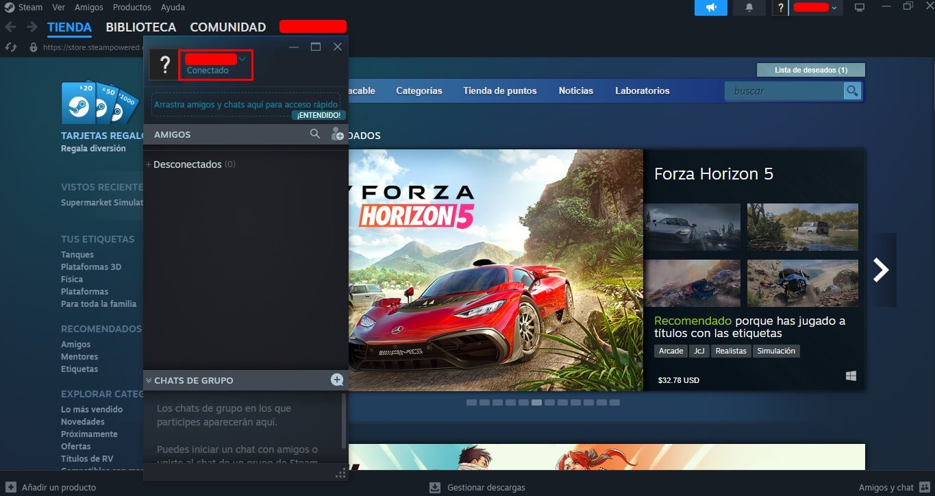 steam permite ocultar tu actividad