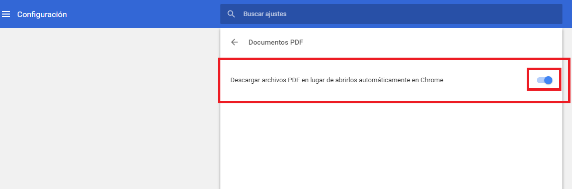 provocar que se descargue los archivos PDF en lugar de abrirse en Google Chrome