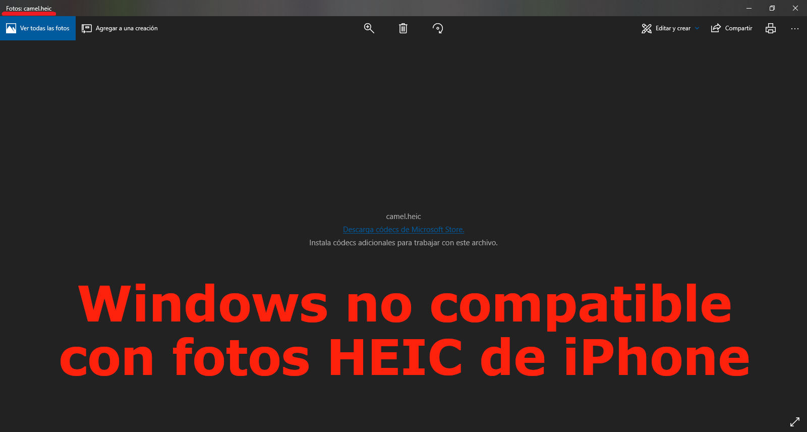 visualizar las fotos HEIC en windows 