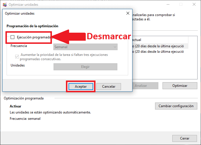 Windows 10 permite desactivar la optimización automatica de discos duros en tu ordenador con windows 10