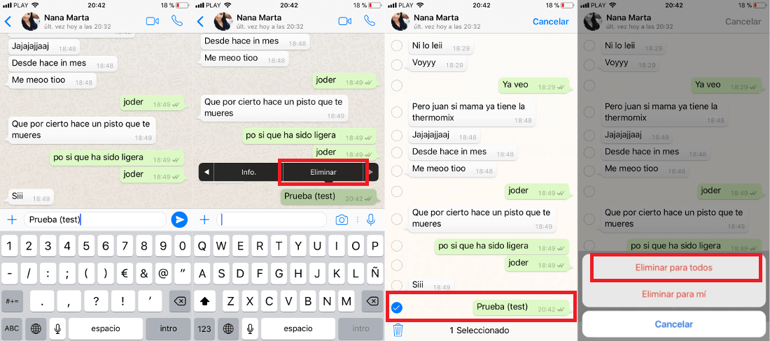 activar el borrar mensajes de Whatsapp