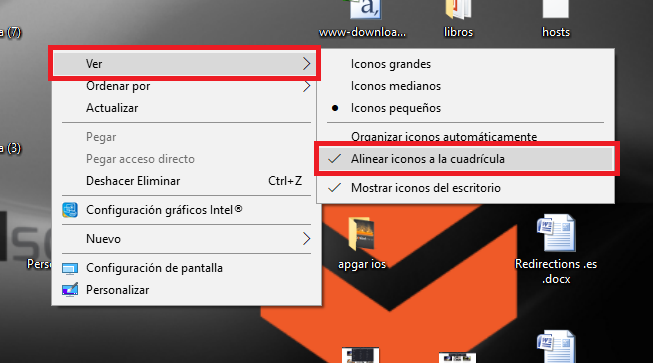 mantener el orden de los iconos del escritorio en Windows 10