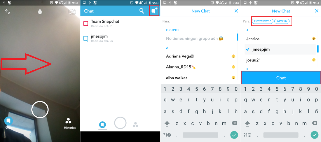 Snapchat grupos para Android e iOS