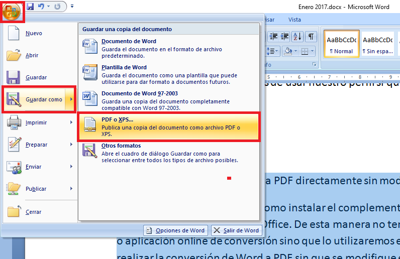 pasar archivos word a documento PDF manteniendo el formato intacto