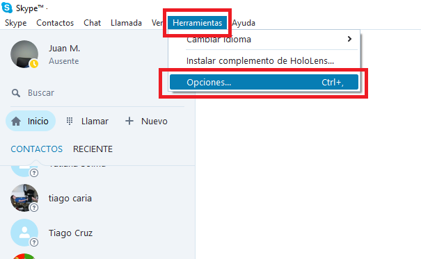 desactivar las ventanas con mensajes de Skype de la barra de tareas de Windows