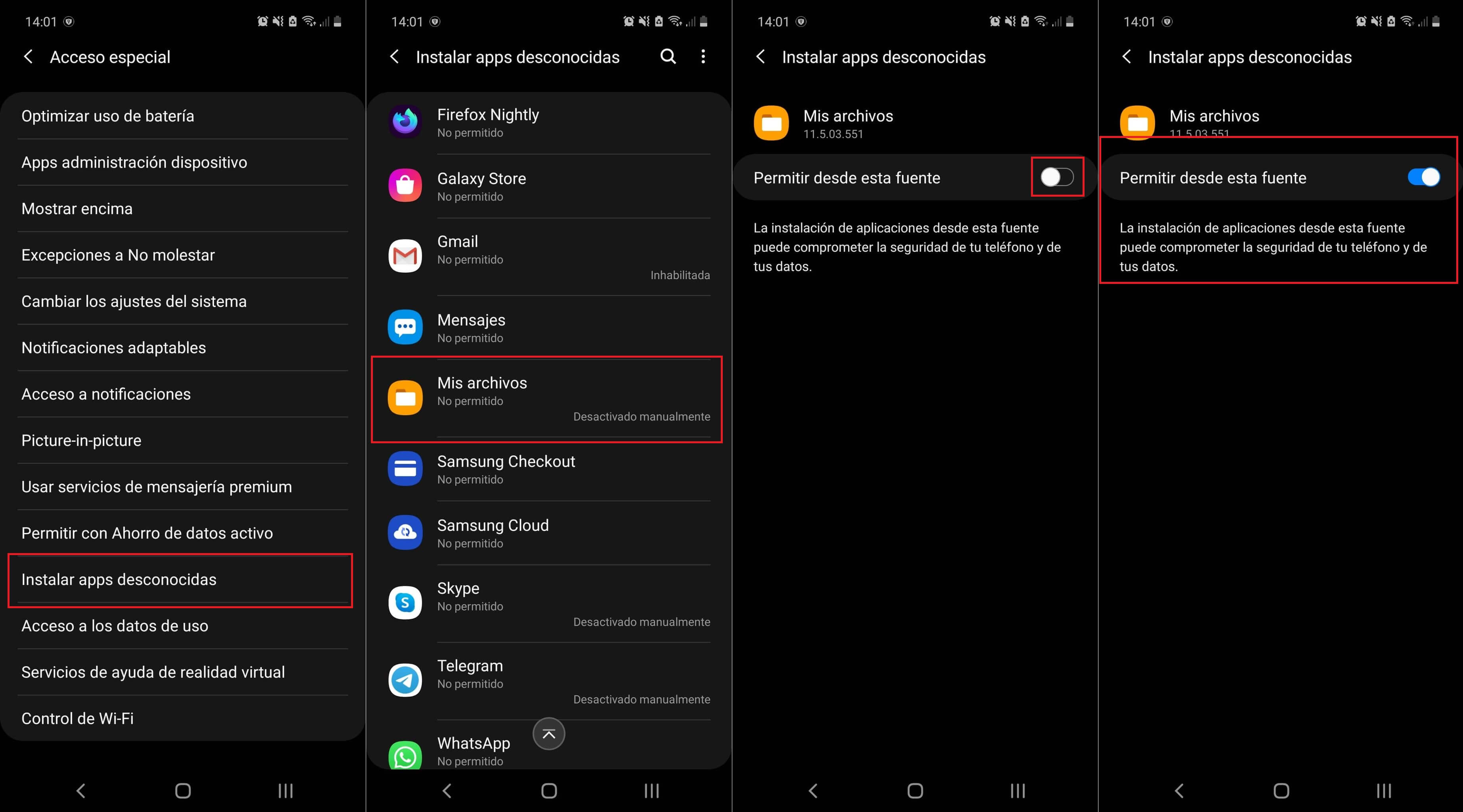 como activar las apps de origen desconocidos en Android.