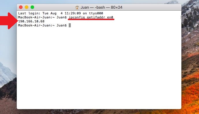 cual es la direccion IP de mi Mac con OSx