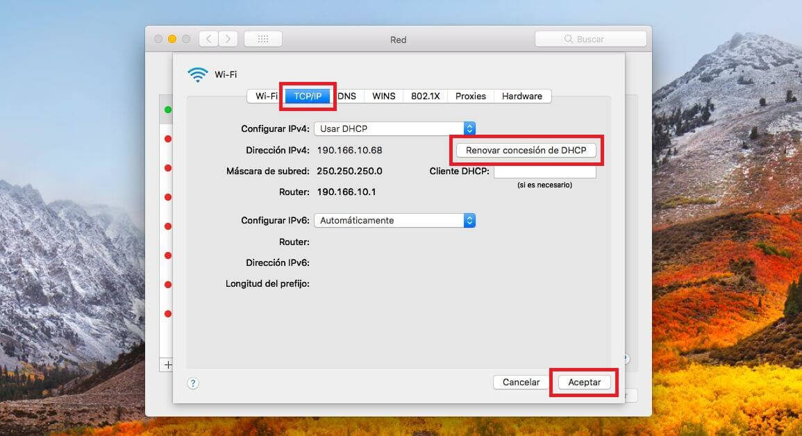 Mac OSx te permite cambiar la direccion IP 