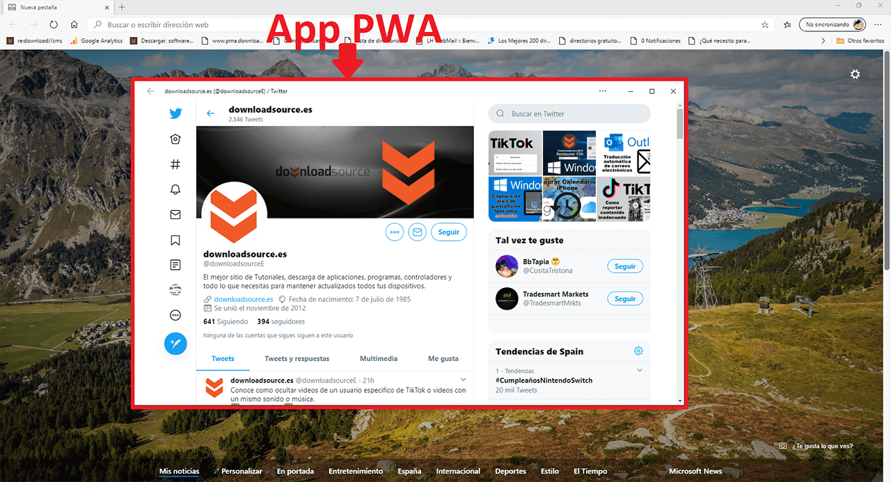 Edge permite instalar apps Web prograsivas PWA