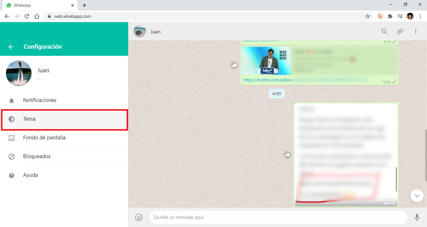 Puedes activar el tema oscuro de whatsapp para la versión Web y de escritorio