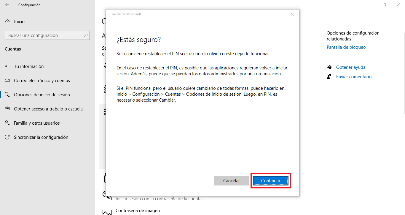 Reinicio de tu cuenta de Windows 10 cuando olvidas tu PIN