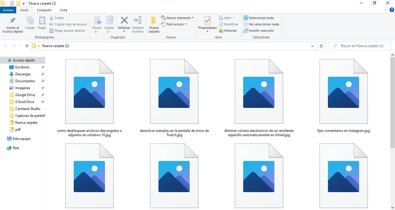 mostrar iconos de programas en los archivos de windows 10 en lugar de thumbnail