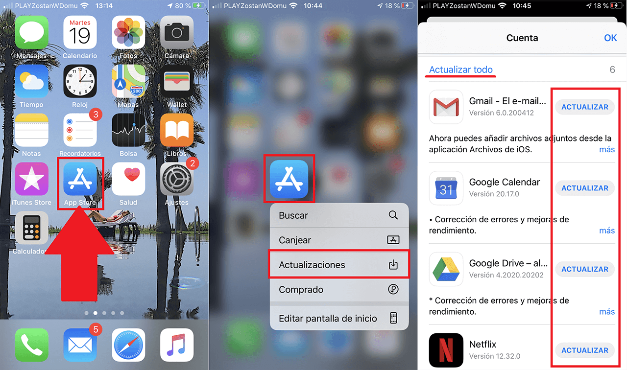 abrir las actualizaciones de apps del App Store en tu iPhone desde la pantalla de inicio