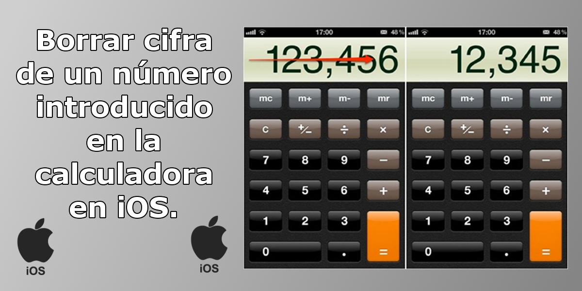 eliminar las cifras de la calculadora de iPhone o iPad en lugar del numero completo. 