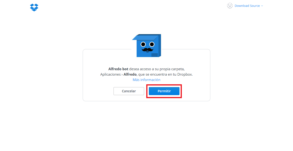 Permitir el envio de archivos desde Messenger a Dropbox usando el bot Alfredo