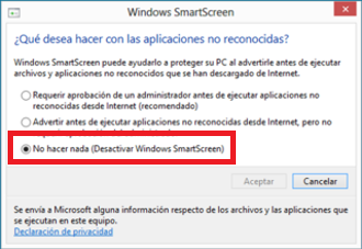 hacer que la SmartScreen no se muestre más en Windows