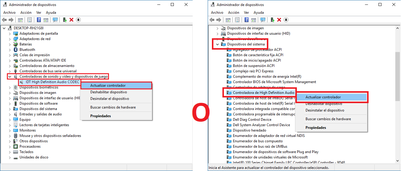 Solventar error 0x8007001F: IDT High Definition Audio Codec en Windows 10
