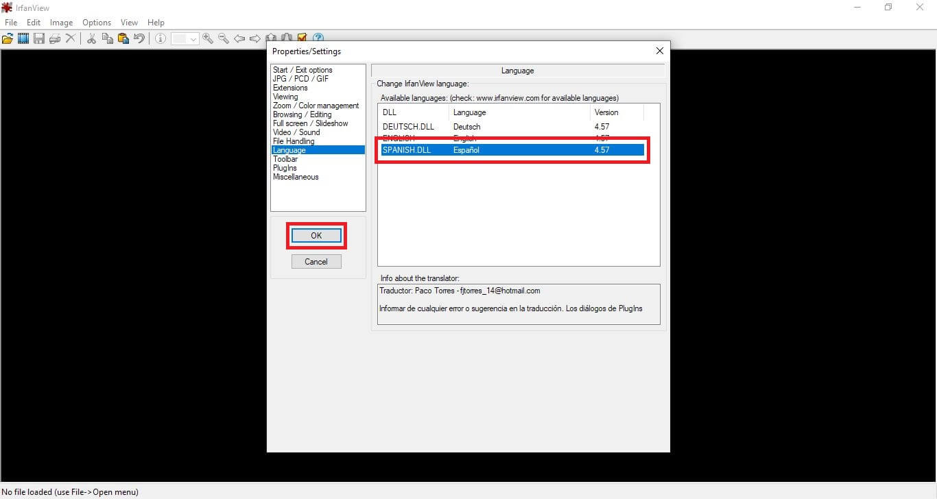 como descargar e instalar idioma español para irfanview