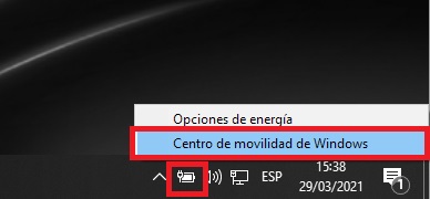 abrir y usar el centro de movilidad de windows 10