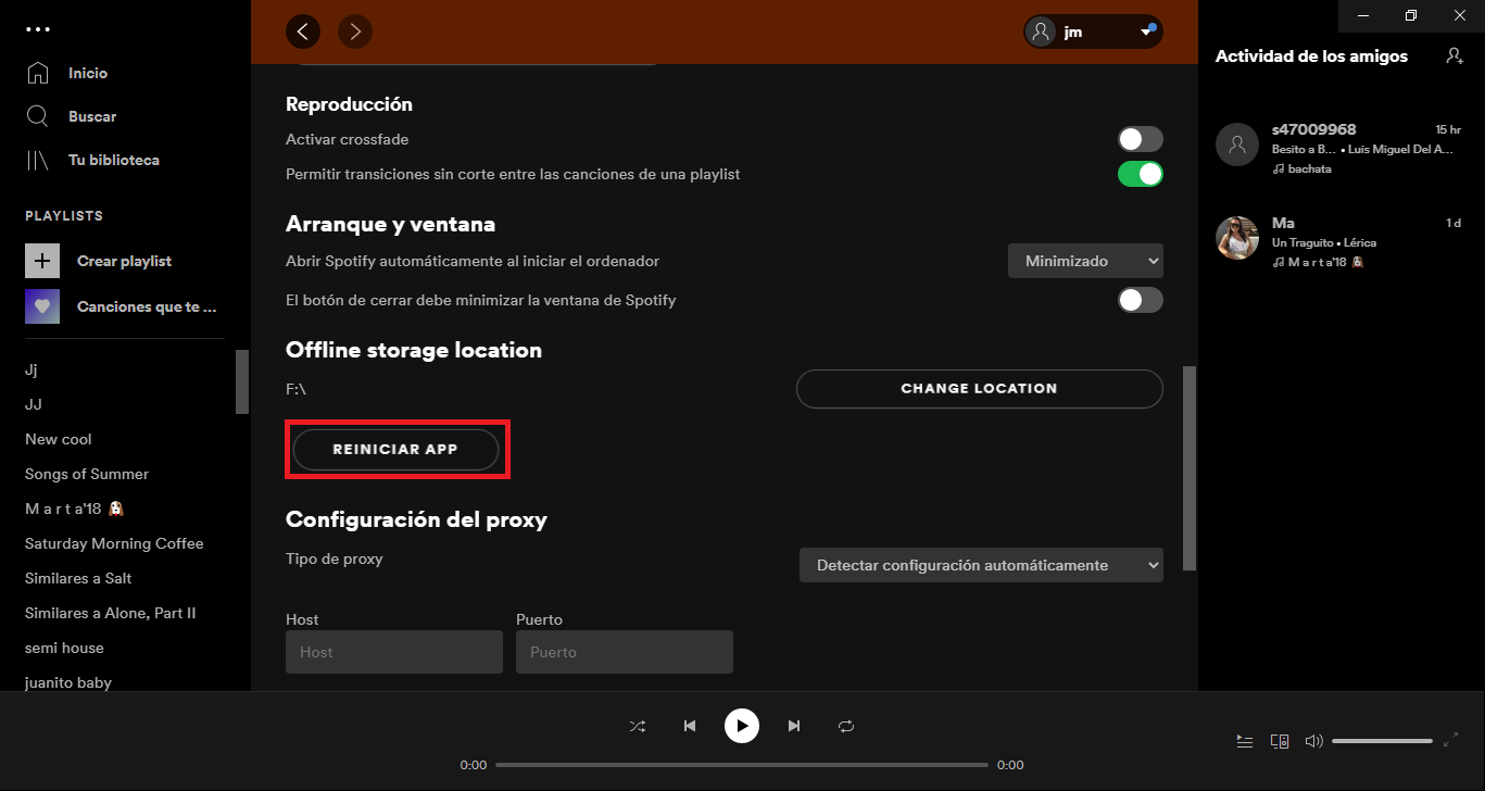 spotify permite cambiar la ubicación de la cache 