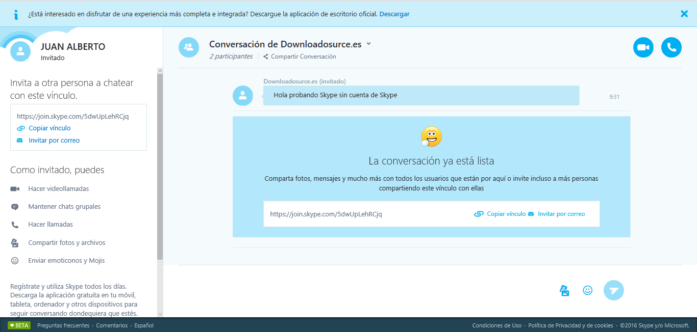 chatear en skype sin cuenta de usuario y sin instalar el programa