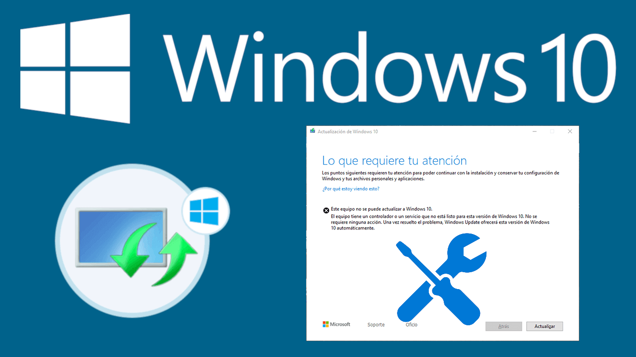 solucionar Este equipo no puede actualizar a Windows 10