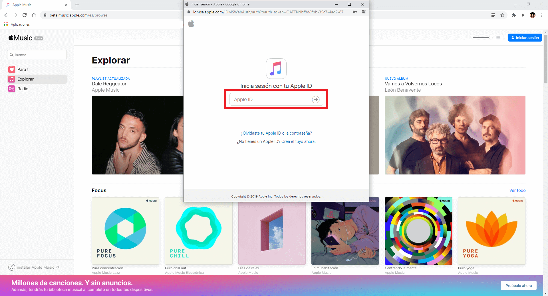reproducir musica de apple Music desde en navegador de tu ordenador