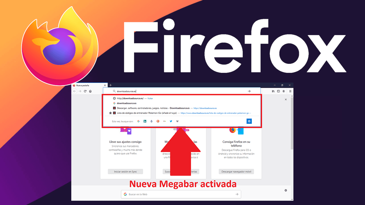 como activar la megabar de Firefox