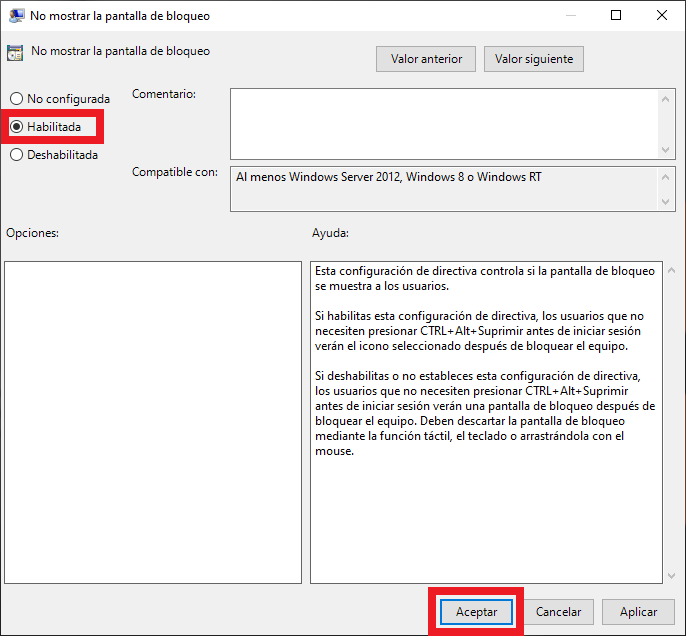 desactivar el bloqueo automático de tu ordenador con Windows 10