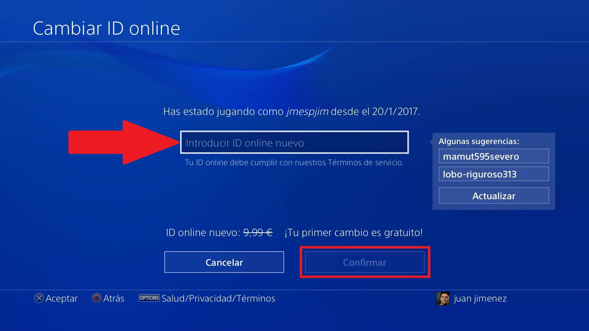 cambiar el nombre de usuario de PSN en PS4