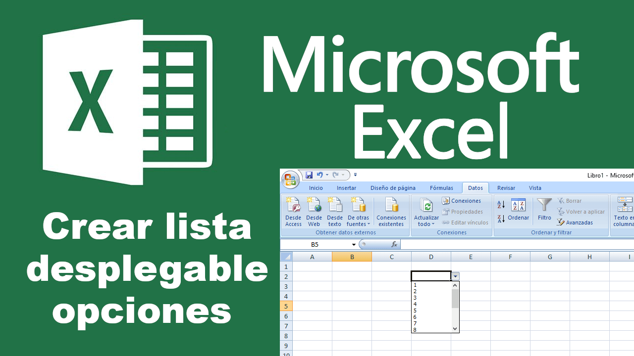 como crear una lista de opciones en Excel