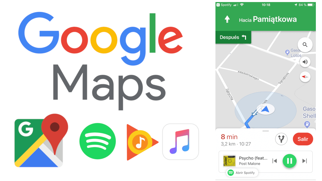 visualizar el reproductor de musica en tu app de Google maps