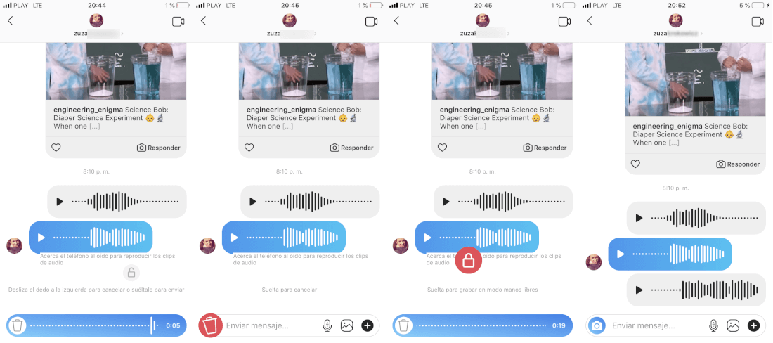 Instagram permite enviar mensajes de voz