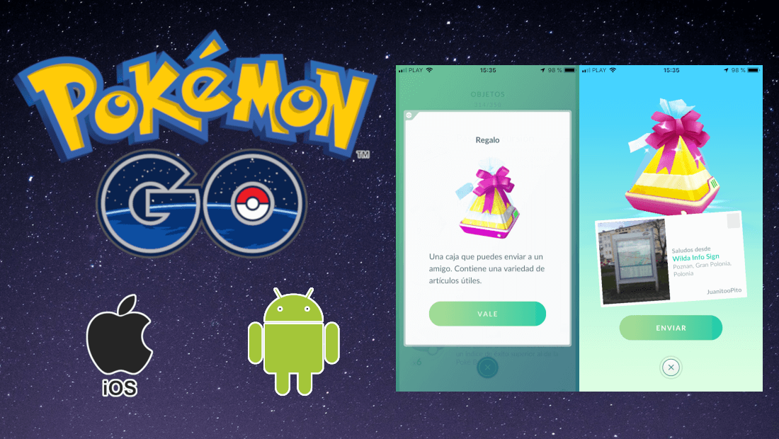 como enviar regalos con objetos a amigos de Pokemon Go