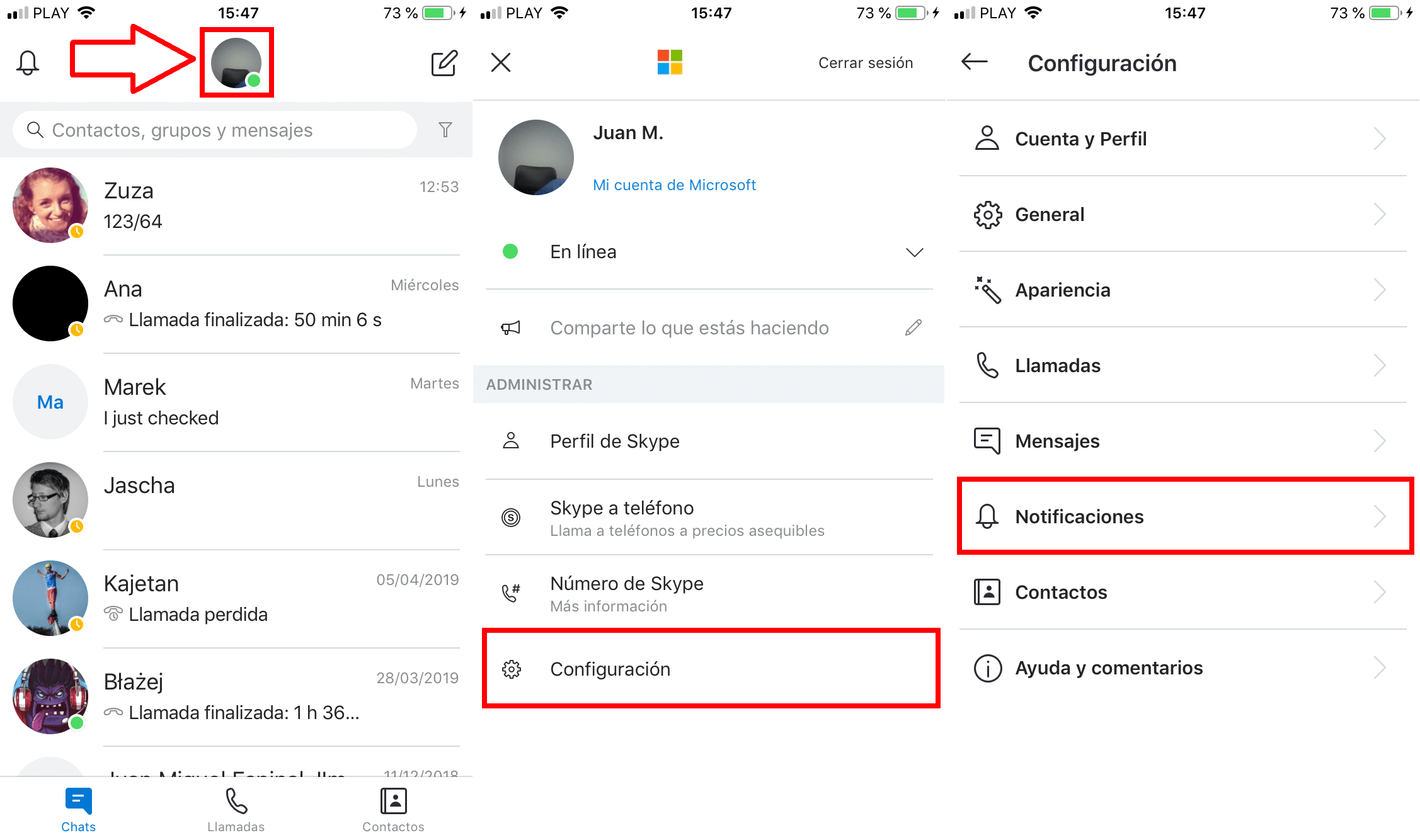 mi iphone no muestra las notificaciones de Skype