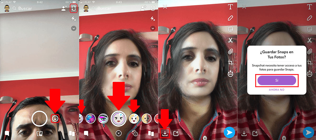 cambiar tu cara a la de una hombre con el movil gracias a Snapchat para android o iPhone