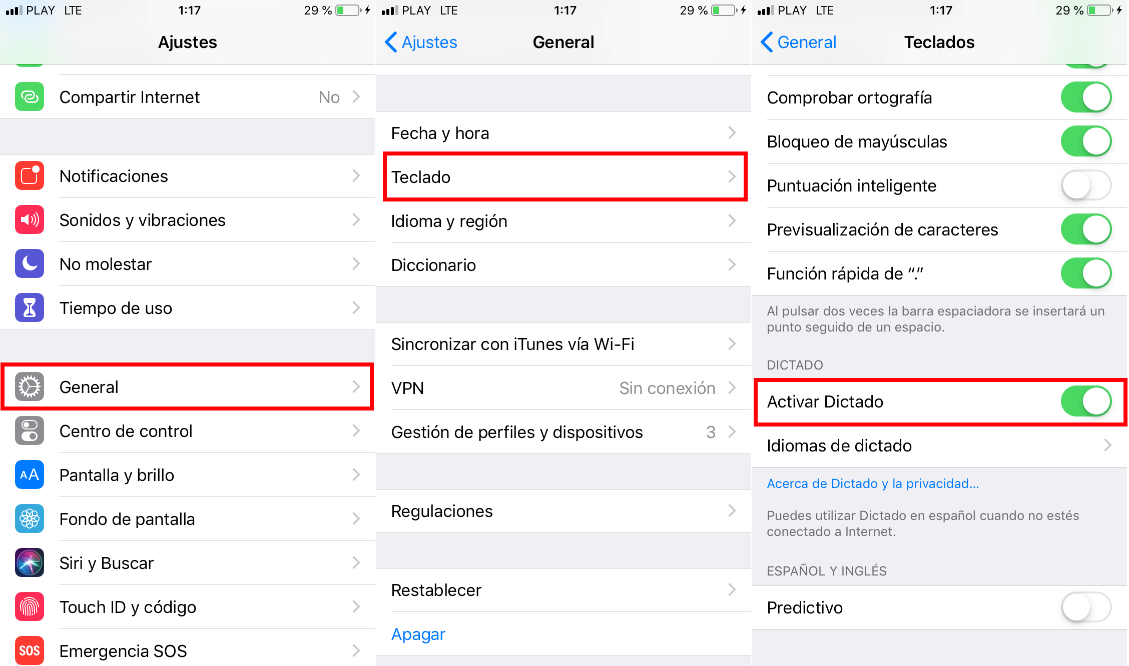 no aparece la tecla de microfono en el teclado de iPhone con iOS